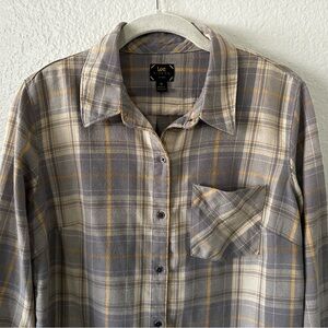 Lee Riders | Cabincore Yellow Grey Flannel Button Down Long Sleeve Shirt Size M